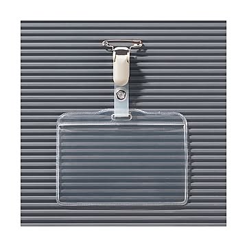 （まとめ） ライオン事務器 タッグ名札 ヨコ型ソフトタイプ 取付用クリップ付 N73K-10P 1パック（10個） 【×5セット】