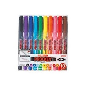 (業務用30セット) 三菱鉛筆 水性ペン/プロッキー 【細字/極細 10色セット】 水性顔料インク PM120T10CN