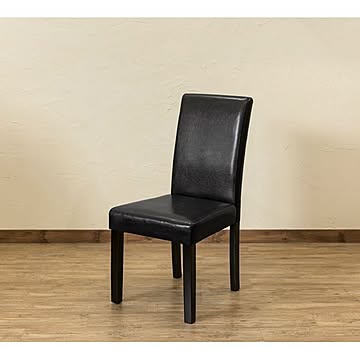 アウトレット品 PUダイニングチェア 2脚セット ブラック 合成皮革