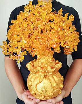 特大黄金木 招財樹 金のなる木 黄水晶 置物 置き物 オブジェ シトリン