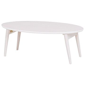 折れ脚テーブル(ローテーブル/折りたたみテーブル) 楕円形 幅90cm×奥行50cm×高さ33.5cm 木製