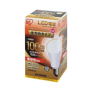 （まとめ） アイリスオーヤマ LED電球100W 全方向 電球 LDA15L-G／W-10T5×5セット