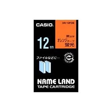 (業務用50セット) カシオ CASIO 蛍光テープ XR-12FOE 橙に黒文字 12mm