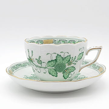 ヘレンド　インドの華グリーン　兼用カップ&ソーサー　FV-0730-0-00　洋食器　ハンガリー　ハンドペイント