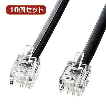 10個セット サンワサプライ モジュラーケーブル(黒) TEL-N1-3BKN2 TEL-N1-3BKN2X10 管理No. 4589452977000