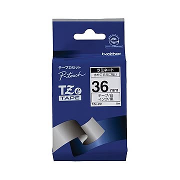 (まとめ) ブラザー BROTHER ピータッチ TZeテープ ラミネートテープ 36mm 白／黒文字 TZE-261 1個 【×10セット】