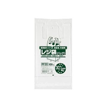 省資源レジ袋東30西40号100枚入HD半透明RF30 （30袋×5ケース）合計150袋セット 38-391