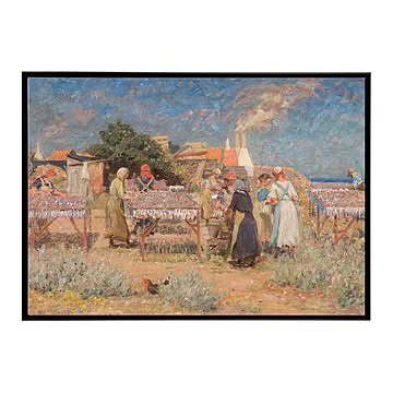 世界の古い絵画 レトロポスター デジタルリマスターSun drying herrings 【bn-poster-4407】