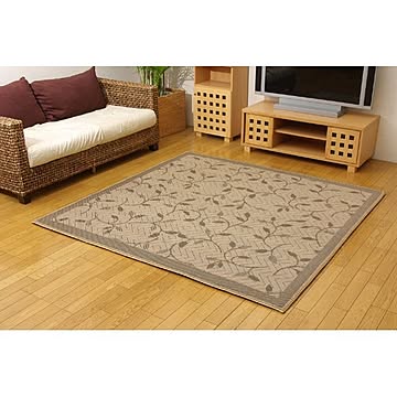 FXプラード 麻混カーペット ブラウン 江戸間2畳 ウレタン 174×174cm