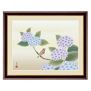 アート 額絵 紫陽花 清水 玄澄 本紙サイズ F4(約31x23cm) 額サイズ 42x34cm 三幸