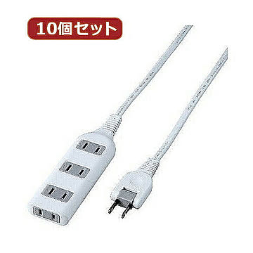 YAZAWA 10個セット耐トラ付タップ4個口 Y02S401WHX10 管理No. 4560352868322