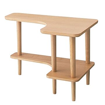 北欧調サイドテーブル 幅80cm ナチュラル 木製 棚付き NYT-781NA
