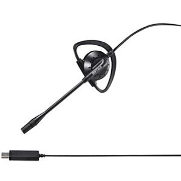バッファロー（サプライ） 片耳イヤフック式モノラルヘッドセット USB接続 ブラック BSHSEUM110BK