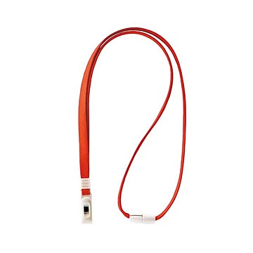 (まとめ) ライオン事務器 名札用ストラップ レッドN-7P 1本  【×50セット】