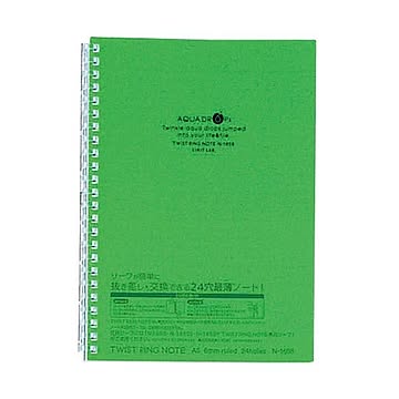 まとめ リヒトラブ AQUA DROPsツイストノート A5 24穴 B罫 黄緑 30枚 N-1658-6 1冊  ×50セット