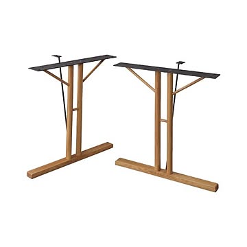 Dining Table Legs, T-type Natural Wood, Set of 2, W66×D31.5×H68cm