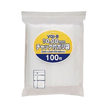 (まとめ) ジャパックス チャック付ポリ袋 ヨコ200×タテ280×厚み0.08mm VGI-8 1パック(100枚)  【×10セット】