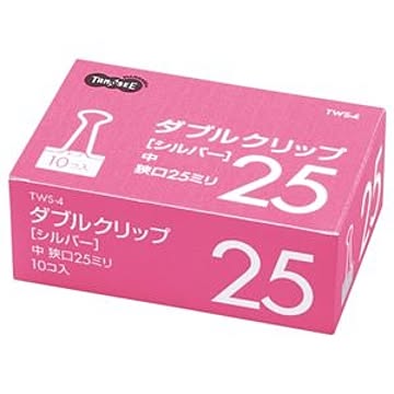 （まとめ） TANOSEE ダブルクリップ 中 口幅25mm シルバー 1箱（10個） 【×50セット】