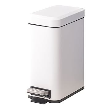 ペダル式 スチール トラッシュカン 5L ホワイト 幅14cm 中容器付き ふた付き