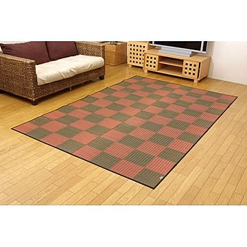 純国産 い草花ござカーペット 『銀河』 レッド（赤） 江戸間