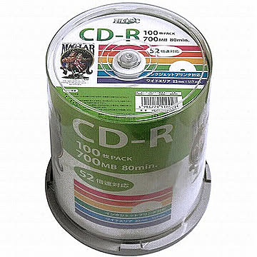 HI DISC CD-R 700MB 100枚 白ワイドプリンタブル HDCR80GP100 管理No. 4984279110027