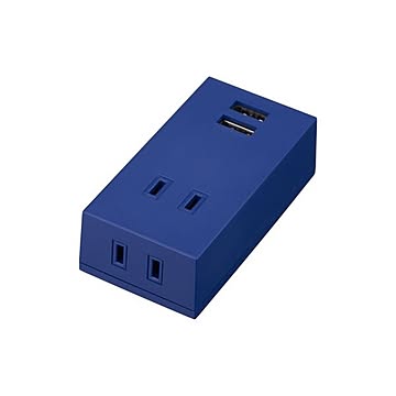 （まとめ） YAZAWA フロントタップ型2AC+2USB2.1Aネイビー Y02FS400NV2U 【×3セット】