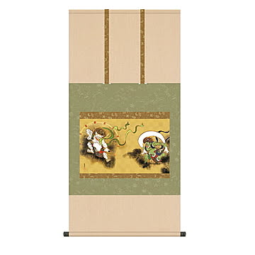 掛け軸 風神雷神図 尾形光琳 54.5x87.5cm 三幸