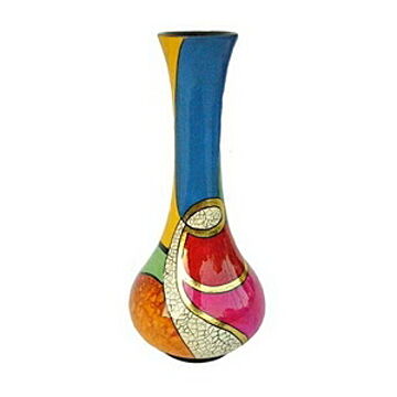 木製漆塗り花瓶 FV-H26 工芸品 インテリア雑貨 線がき模様