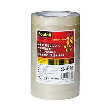 （まとめ）3M スコッチ 透明粘着テープ15mm×35m 500-3-1535-10P 1セット（50巻：10巻×5パック）【×2セット】