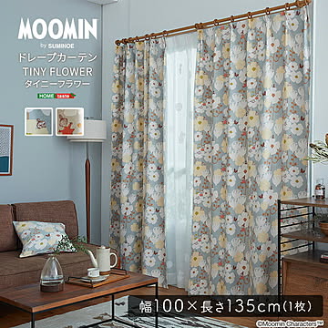 ドレープカーテン 100×135cm ムーミン カーテン レース 北欧 MOOMIN 洗える リンゴ 1枚入 おしゃれ ウォッシャブル リビング