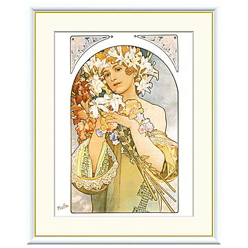 額絵 花 アルフォンス・ミュシャ 61x49.5cm 三幸