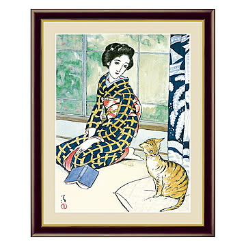 アート 額絵 晩春 竹久 夢二 本紙サイズ F4(約31x23cm) 額サイズ 42x34cm 三幸