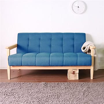 レトロ ソファー 【2人掛け】 135×73×70(40)cm 木製 肘付き 脚付き 組立品 〔リビング ダイニング〕