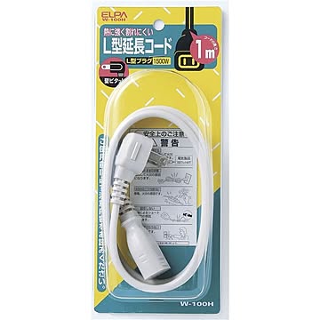 （まとめ） ELPA L型延長コード 1m W-100H 【×5セット】