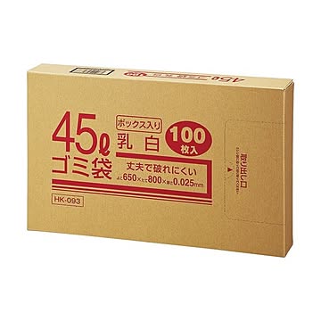 (まとめ) クラフトマン 業務用乳白半透明 メタロセン配合厚手ゴミ袋 45L BOXタイプ HK-093 1箱(100枚)  【×10セット】