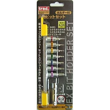 (業務用10個セット) TRAD ホルダー付き六角ビットセット 【2.0/2.5/3.0/4.0/5.0/6.0/8.0mm】 THH1 〔DIY用品/大工道具〕