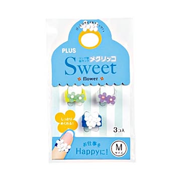 （まとめ） プラス メクリッコ Sweetフラワー1 M ライム・パープル・ホワイト KM-302SB-3 1袋（3個：各色1個） ×30セット