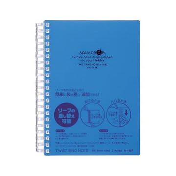 （まとめ） リヒトラブ AQUA DROPsツイストノート[厚型] B6 B罫 青 70枚 N-1667-8 1冊 ×10セット