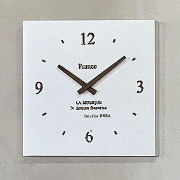 壁掛け時計 スクエア 壁掛け 木製 ホワイト ブラウン 27センチ角 日本製 BREAブレア