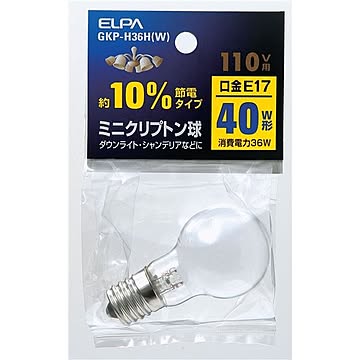（まとめ） ELPA ミニクリプトン球 電球 40W形 E17 ホワイト GKP-H36H（W） 【×30セット】