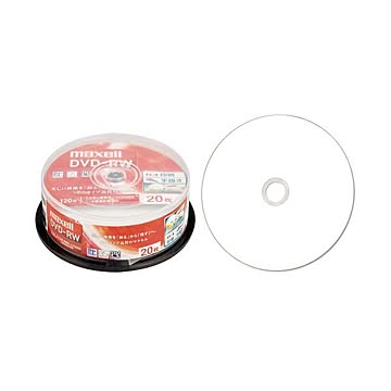 (まとめ) マクセル 録画用DVD-RW 120分1-2倍速 ホワイトワイドプリンタブル スピンドルケース DW120WPA.20SP 1パック(20枚) 【×10セット】