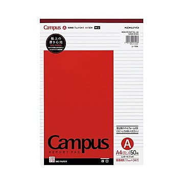 コクヨ キャンパスレポートパッド（厚口）A4 A罫7mm 34行 50枚 レ-116A 1セット（80冊）