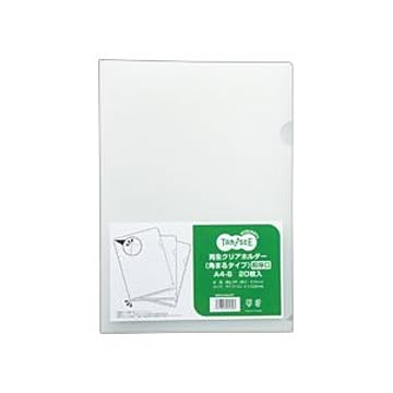 （まとめ） TANOSEE 再生クリアホルダー（角まる） A4 厚さ0.5mm クリア 1パック（20枚） 【×5セット】