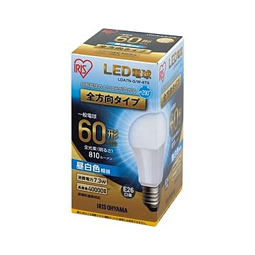 （まとめ） アイリスオーヤマ LED電球60W E26 全方向 昼白 LDA7N-G／W-6T5×10セット