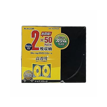 (まとめ)エレコム Blu-ray/DVD/CDケース(スリム/PS/2枚収納) CCD-JSCSW50CBK×2セット