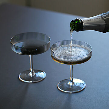 ferm LIVING (ファームリビング) Ripple Champagne Saucers (リップル シャンパングラス) ２個セット  クリア/スモークグレー