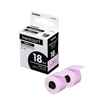 (まとめ) カシオ メモプリンター メモプリ付箋テープ 18mm幅×5m ピンク XA-18PK 1パック(2個) 【×10セット】