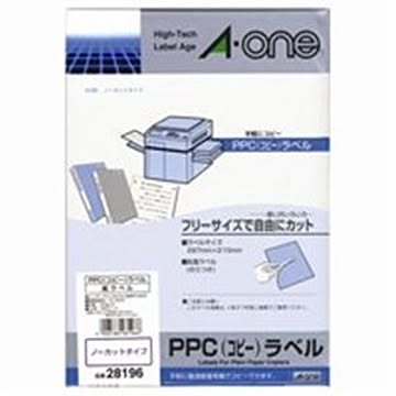 エーワン PPCラベル/コピー機用ラベルシート A4/全面 100枚 ノーカット 28196