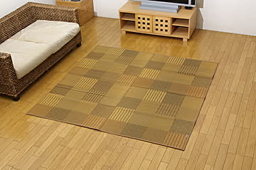 純国産 い草花ござカーペット 京刺子 本間2畳 約191×191cm