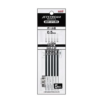 （まとめ） 三菱鉛筆 油性ボールペン替芯 0.5mm黒 ジェットストリーム単色用 SXR55P.24 1パック（5本） 【×10セット】